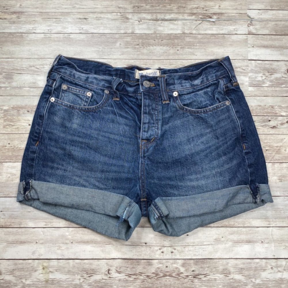 Madewell Cuffed Medium Wash Stretch Denim Short 27